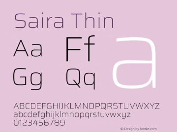 Saira Thin Version 1.101图片样张