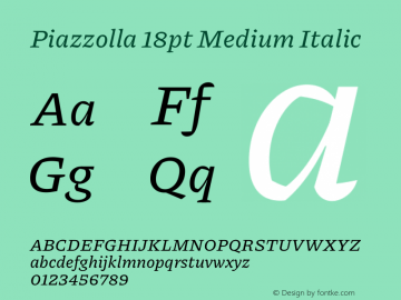 Piazzolla 18pt Medium Italic Version 2.004图片样张