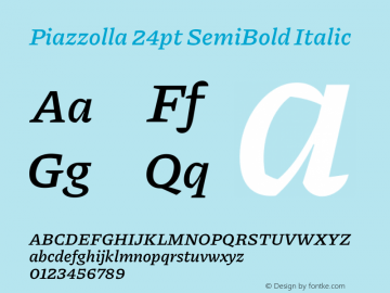 Piazzolla 24pt SemiBold Italic Version 2.004图片样张