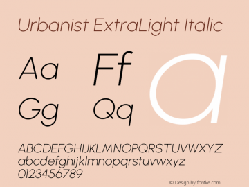 Urbanist ExtraLight Italic Version 1.252图片样张