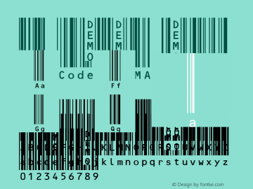 MRV Code128bMA Regular Version 2.00 2003-11-05 Font Sample