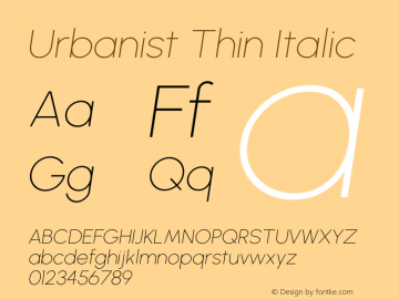 Urbanist Thin Italic Version 1.252图片样张