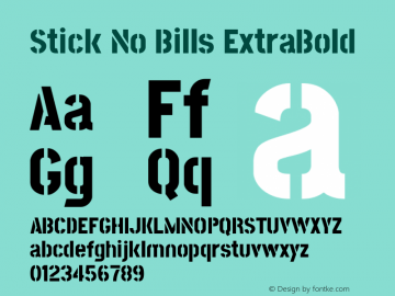 Stick No Bills ExtraBold Version 2.000图片样张