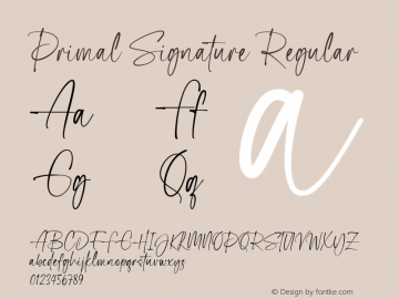 Primal Signature Version 1.00;September 20, 2021;FontCreator 12.0.0.2565 64-bit图片样张