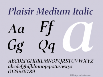 PlaisirMediumItalic Version 1.000; ttfautohint (v1.6)图片样张