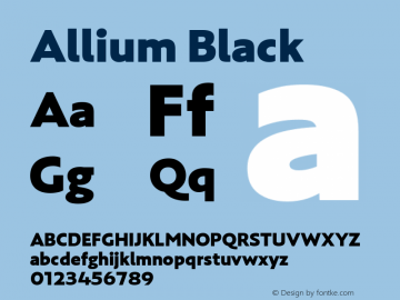 Allium Black Version 1.000;PS 1.0;hotconv 1.0.86;makeotf.lib2.5.63406图片样张