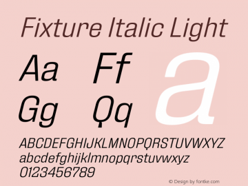 Fixture Italic Light Version 1.000;hotconv 1.0.109;makeotfexe 2.5.65596图片样张