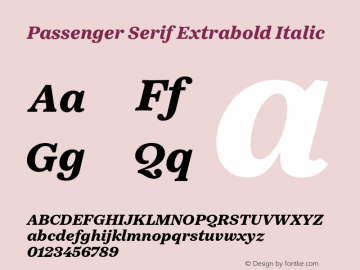 Passenger Serif Extrabold Italic Version 1.0图片样张