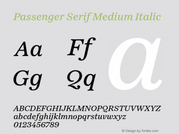 Passenger Serif Medium Italic Version 1.0图片样张