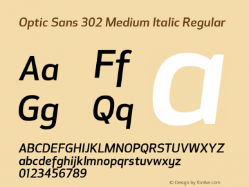 Optic Sans 302 Medium Italic Regular 1.000图片样张