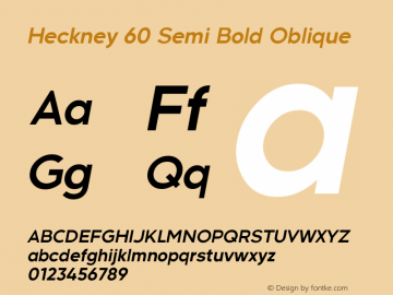 Heckney 60 Semi Bold Oblique 1.000图片样张