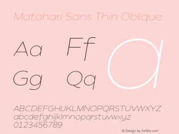 Matahari Sans Thin Oblique 1.000图片样张