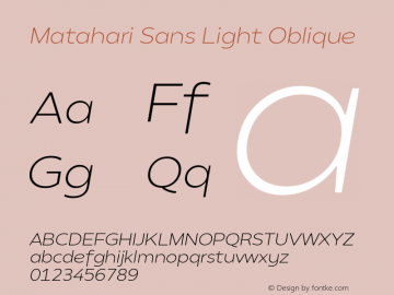 Matahari Sans Light Oblique 1.000图片样张