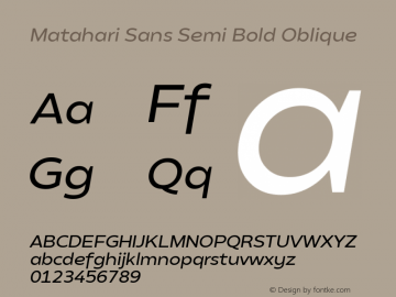 Matahari Sans Semi Bold Oblique 1.000图片样张
