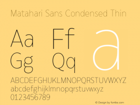 Matahari Sans Condensed Thin 1.000图片样张