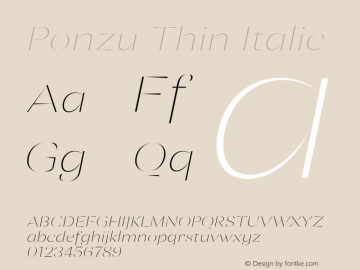 Ponzu-ThinItalic Version 1.000图片样张