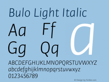 Bulo-LightItalic Version 1.000图片样张