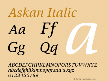 Askan-Italic Version 1.000图片样张