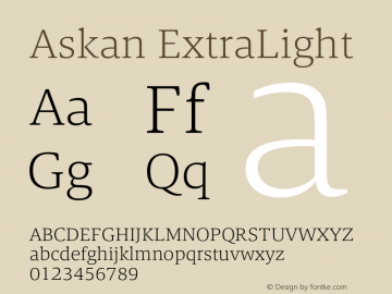 Askan-ExtraLight Version 1.000图片样张