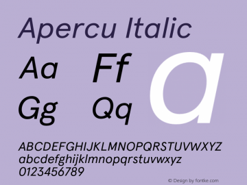 Apercu Italic Version 5.003;hotconv 1.0.109;makeotfexe 2.5.65596图片样张