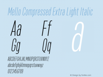 Mello Compressed Extra Light Italic 1.000图片样张