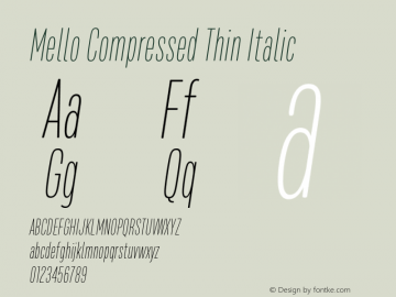 Mello Compressed Thin Italic 1.000图片样张