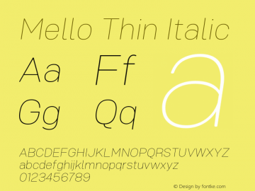 Mello Thin Italic 1.000图片样张