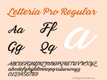 Letteria Pro Regular Version 1.000;hotconv 1.0.109;makeotfexe 2.5.65596图片样张