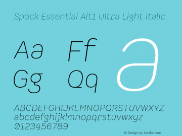 Spock Essential Alt1 Ultra Light Italic 1.000图片样张