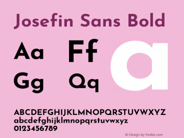 Josefin Sans Bold Version 2.000图片样张