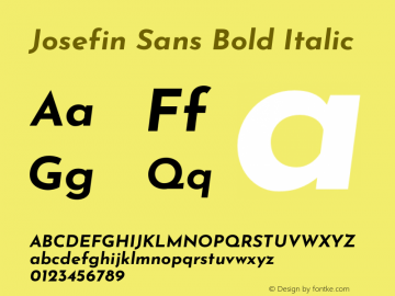 Josefin Sans Bold Italic Version 2.000图片样张