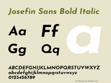 Josefin Sans Bold Italic Version 2.000图片样张
