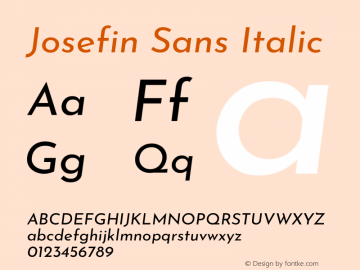 Josefin Sans Italic Version 2.000图片样张