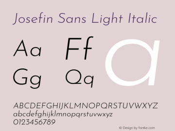 Josefin Sans Light Italic Version 2.000图片样张