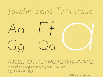 Josefin Sans Thin Italic Version 2.000图片样张