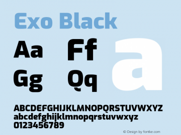 Exo Black Version 2.000; ttfautohint (v1.8.3)图片样张