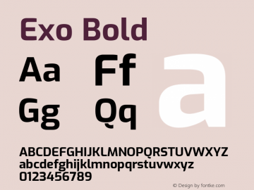 Exo Bold Version 2.000; ttfautohint (v1.8.3)图片样张