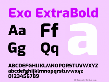 Exo ExtraBold Version 2.000; ttfautohint (v1.8.3)图片样张