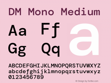 DM Mono Medium Version 1.000; ttfautohint (v1.8.2.53-6de2)图片样张