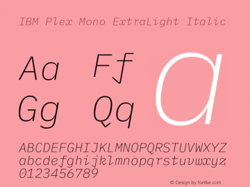IBM Plex Mono ExtraLight Italic Version 2.1图片样张
