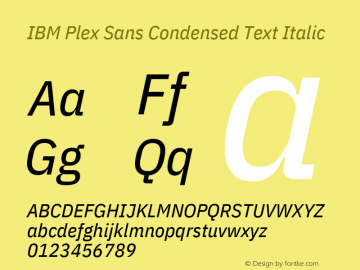 IBM Plex Sans Cond Text Italic Version 1.2图片样张