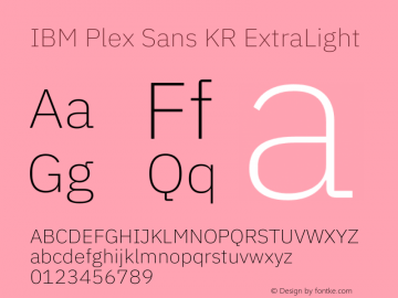 IBM Plex Sans KR ExtraLight Version 1.000图片样张