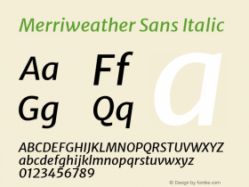 Merriweather Sans Italic Version 2.000; ttfautohint (v1.8.3)图片样张