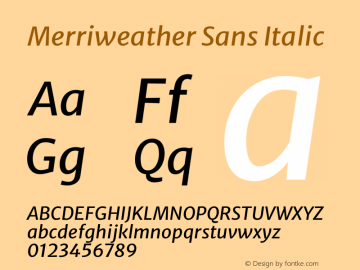 Merriweather Sans Italic Version 2.000图片样张
