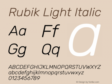 Rubik Light Italic Version 2.100图片样张