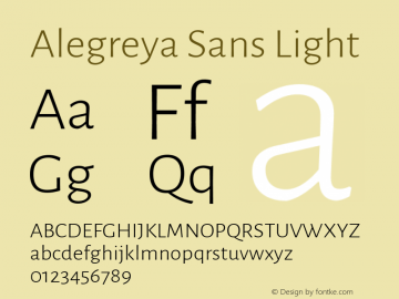 Alegreya Sans Light Version 2.009; ttfautohint (v1.8.3)图片样张
