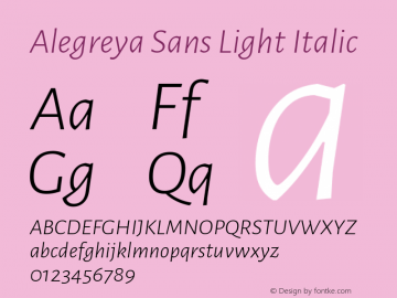 Alegreya Sans Light Italic Version 2.009; ttfautohint (v1.8.3)图片样张