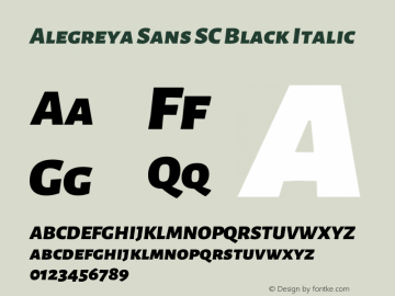 Alegreya Sans SC Black Italic Version 2.009图片样张