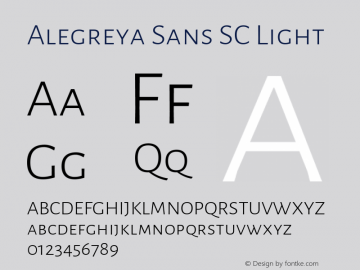 Alegreya Sans SC Light Version 2.009; ttfautohint (v1.8.3)图片样张