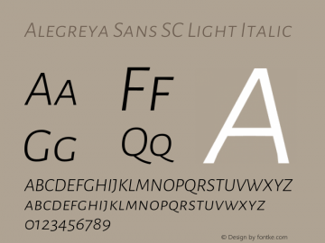 Alegreya Sans SC Light Italic Version 2.009图片样张